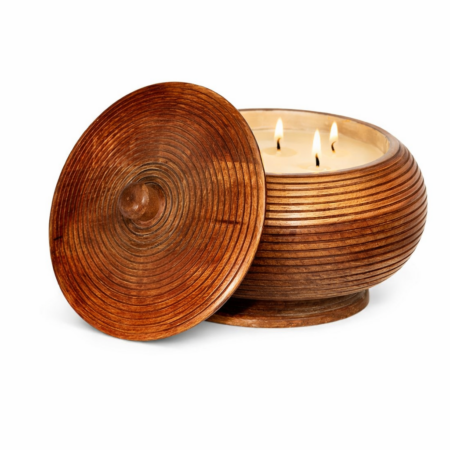 נר ריחני בקערת עץ גדולה  Sandalwood Patchouli