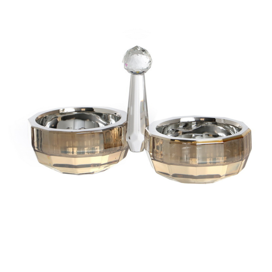 מילחיות פתוחות קריסטל ענבר/ כסוף גובה 10 ס”מ