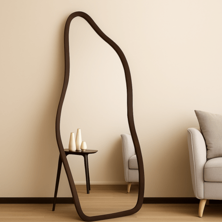 מראת גוף עומדת בעיצוב אמורפי – מסגרת עץ