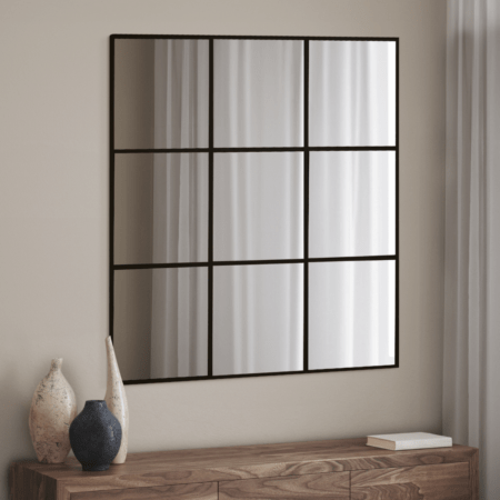 מראת קיר ריבועים במסגרת מתכת – שחור