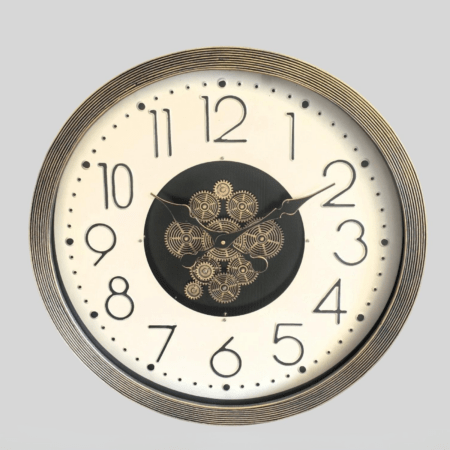 שעון קיר דקורטיבי מתכת גלי שיניים – עיצוב תעשייתי עכשווי