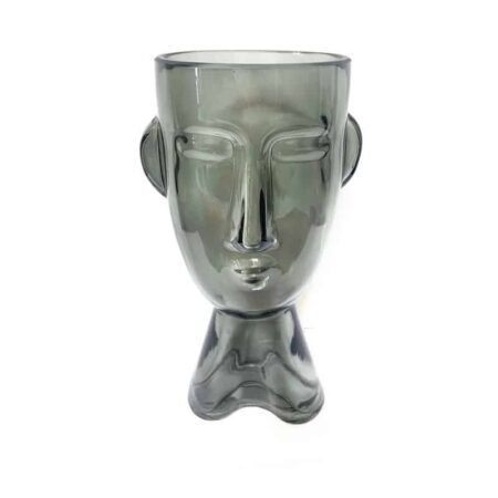 אגרטל זכוכית אפור בעיצוב פנים קטן