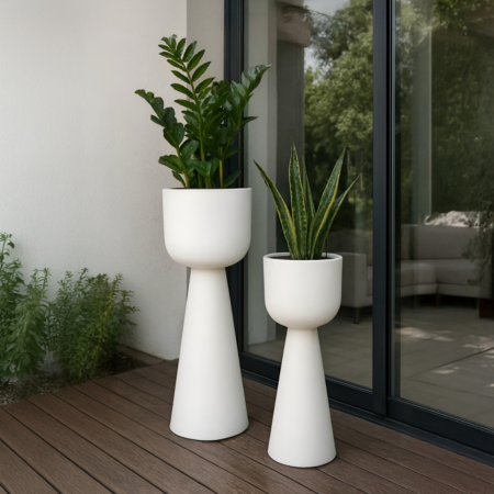 מעמד לעציצים לפיד לבן