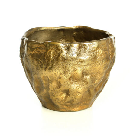 עציץ מתכת זהב עגול לעיצוב הבית